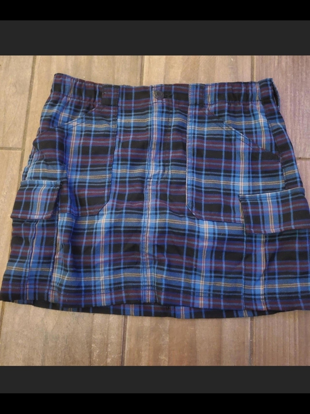 SO Blue and Black Plaid Mini Skirt with Pockets